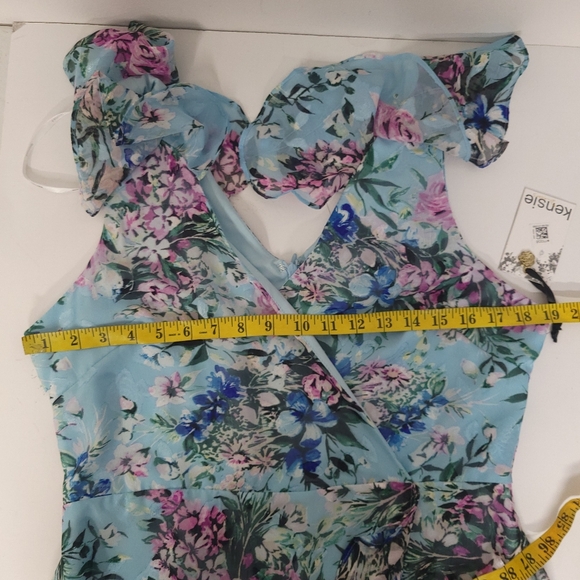 NWT KENSIE Ruffled Floral-Print High-Low MaxiDress Size 12 - Picture 12 of 16